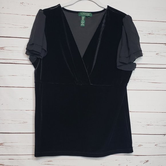 Lauren Ralph Lauren Tops Lauren Ralph Lauren Vneck Black Velvet Top